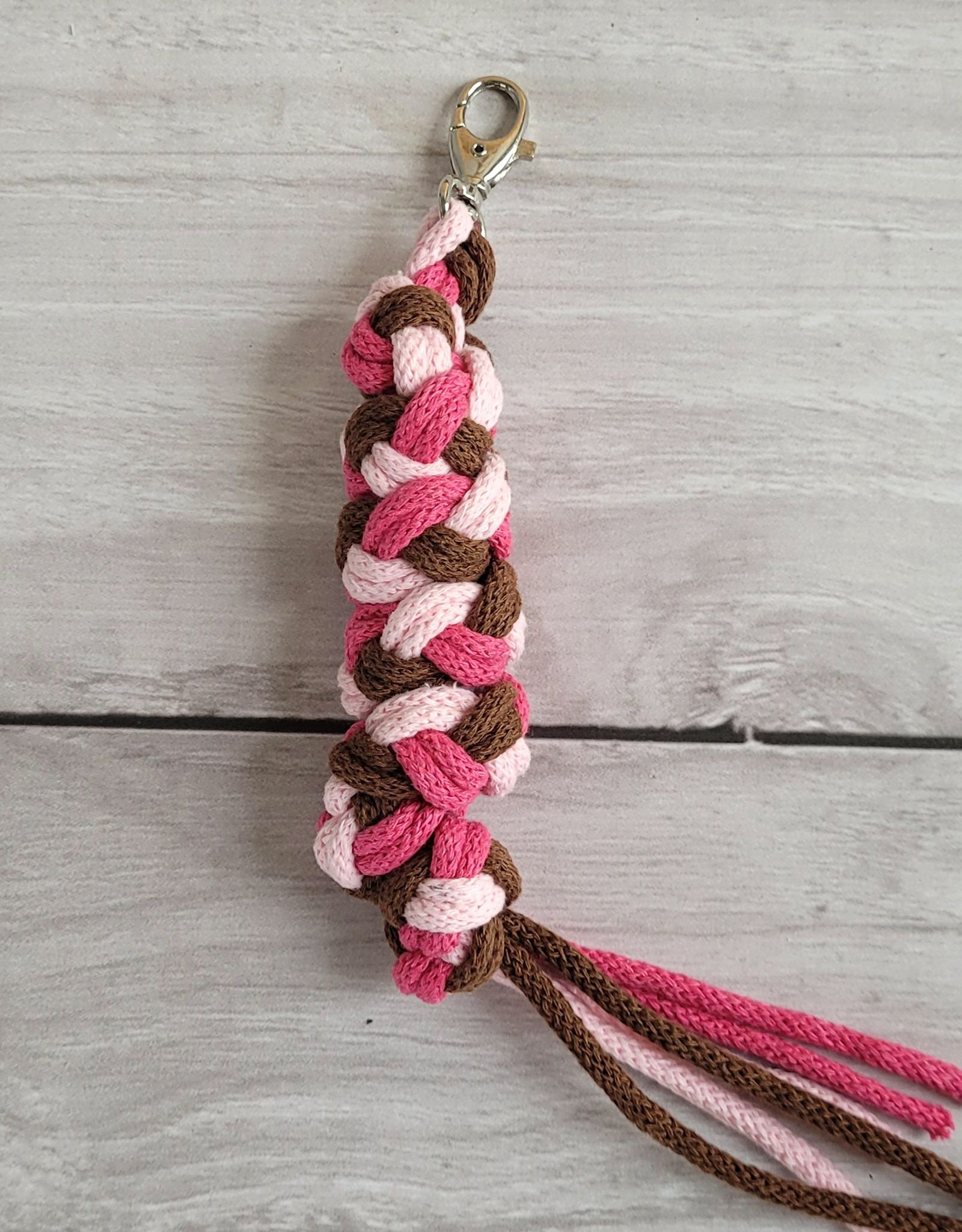 Hobby Horse pavadėlis, pagamintas iš dvigubos virvutės - šviesiai rožinė/tamsiai rožinė/ruda - Image 3