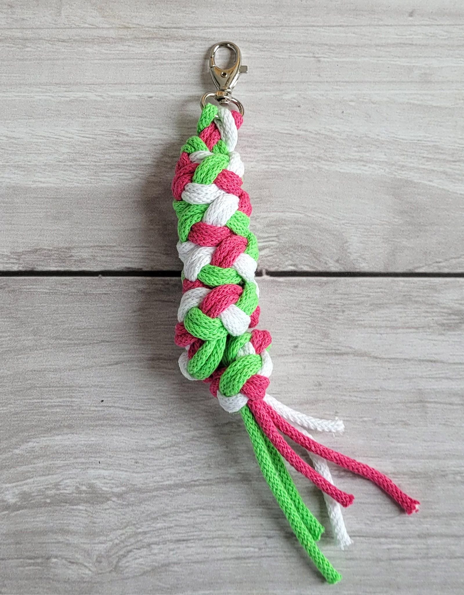 Hobby Horse pavadėlis, pagamintas iš dvigubos virvutės - tamsiai rožinė/šviesiai žalia/balta - Image 3