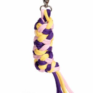 Hobby Horse pavadėlis, pagamintas iš dvigubos virvutės - šviesiai rožinė/tamsiai violetinė/geltona