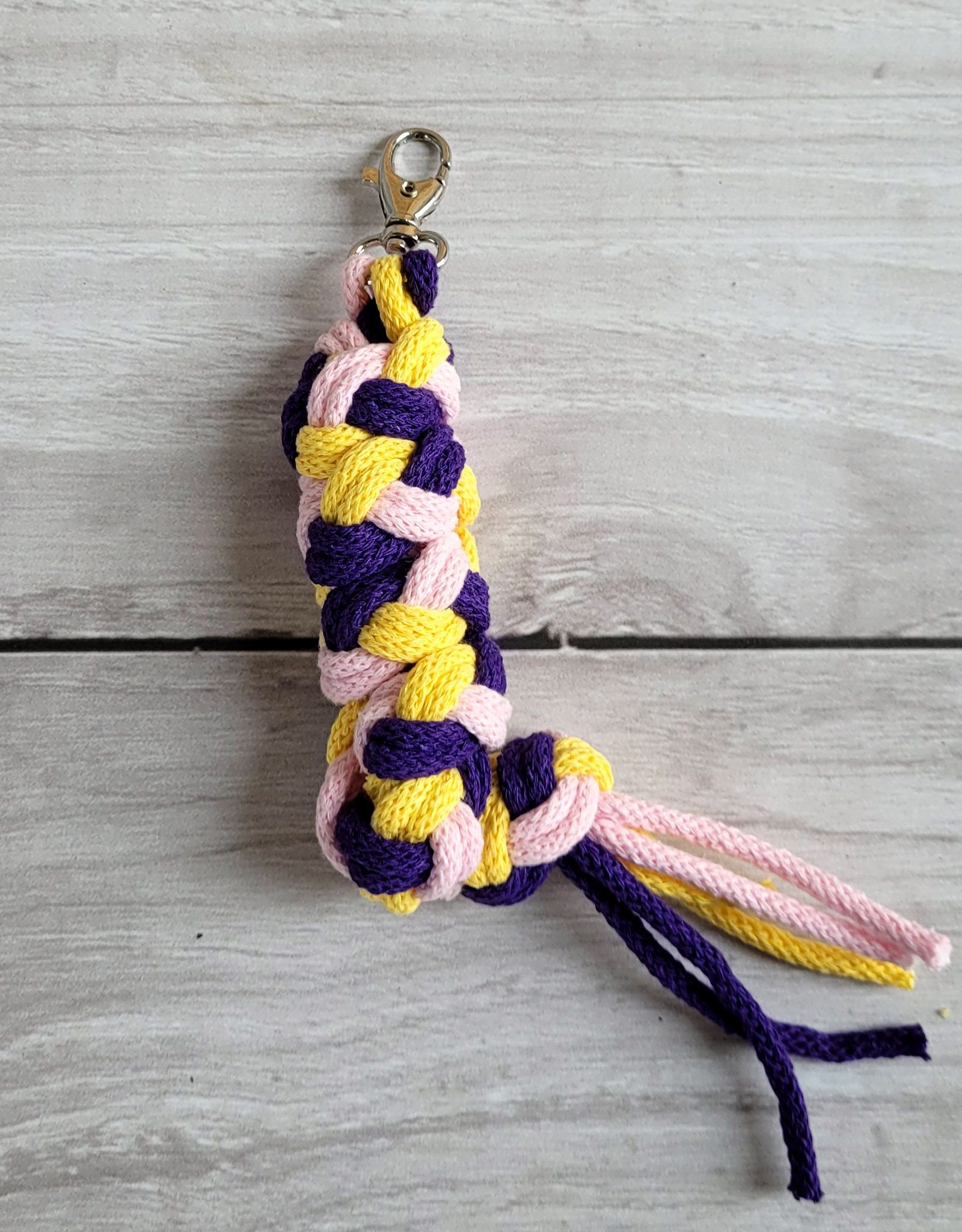 Hobby Horse pavadėlis, pagamintas iš dvigubos virvutės - šviesiai rožinė/tamsiai violetinė/geltona - Image 3
