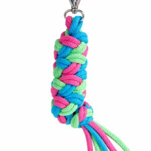 Hobby Horse pavadėlis, pagamintas iš dvigubos virvutės - šviesiai žalia/turkio spalvos/tamsiai rožinė