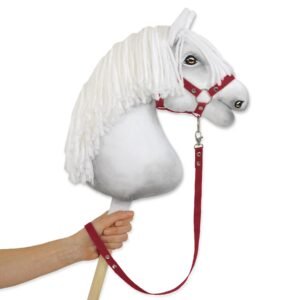 Pavadėlis hobby horse žirgeliui iš juostelės - bordo
