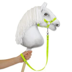 Pavadėlis hobby horse žirgeliui iš juostelės - neoninė žalia