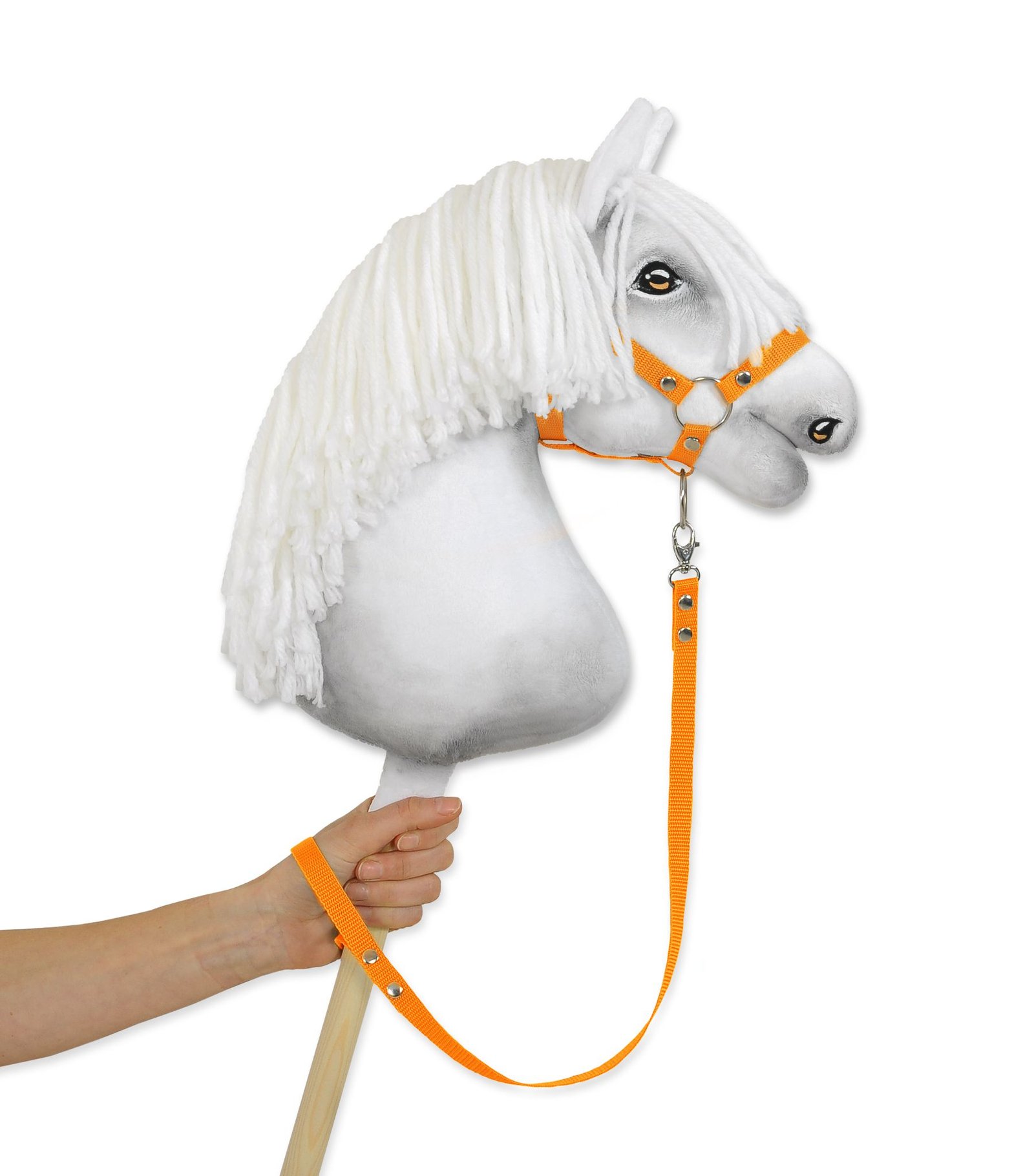 Pavadėlis hobby horse žirgeliui iš juostelės - neoninė oranžinė