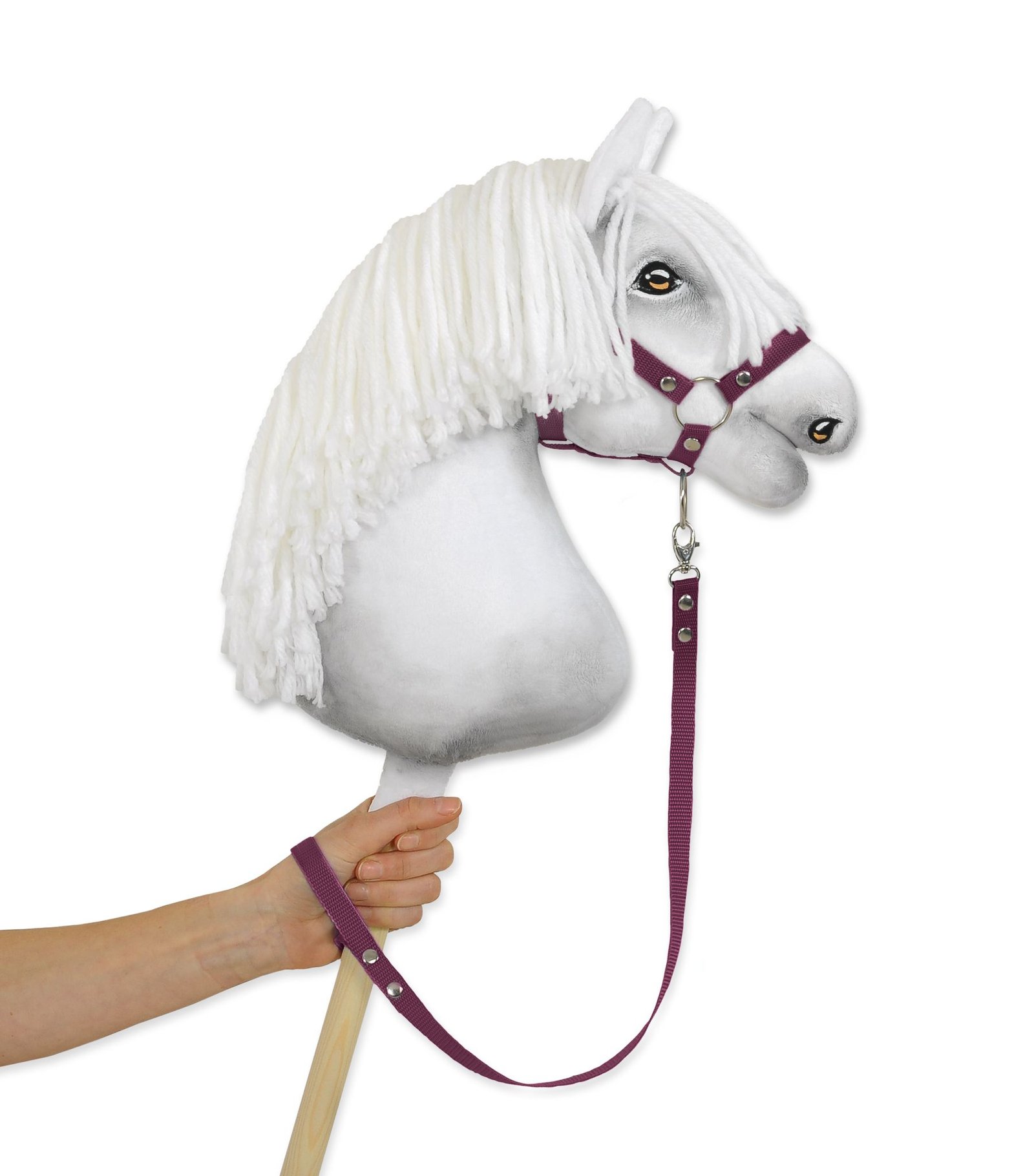 Pavadėlis hobby horse žirgeliui iš juostelės - slyvinė