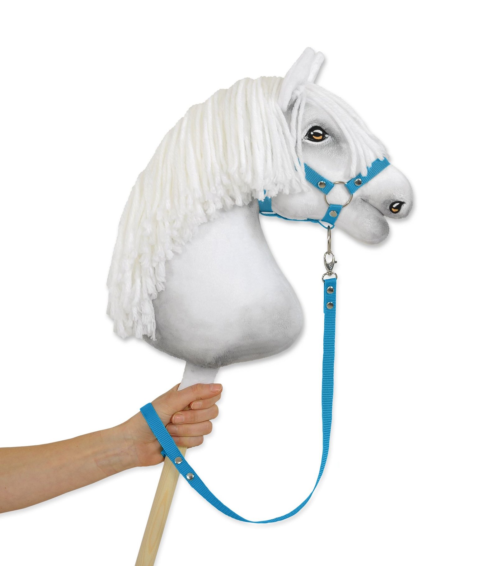 Pavadėlis hobby horse žirgeliui iš juostelės - turkio spalvos