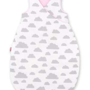 Cotton sleeping bag for children, size M, 3-12 months, TOG 2.5, all-season - clouds gray/pink