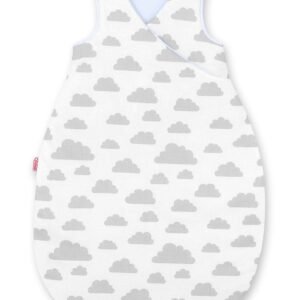 Cotton sleeping bag for children, size M, 3-12 months, TOG 2.5, all-season - clouds gray/blue