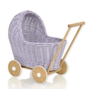 Wicker doll pushchair - purple