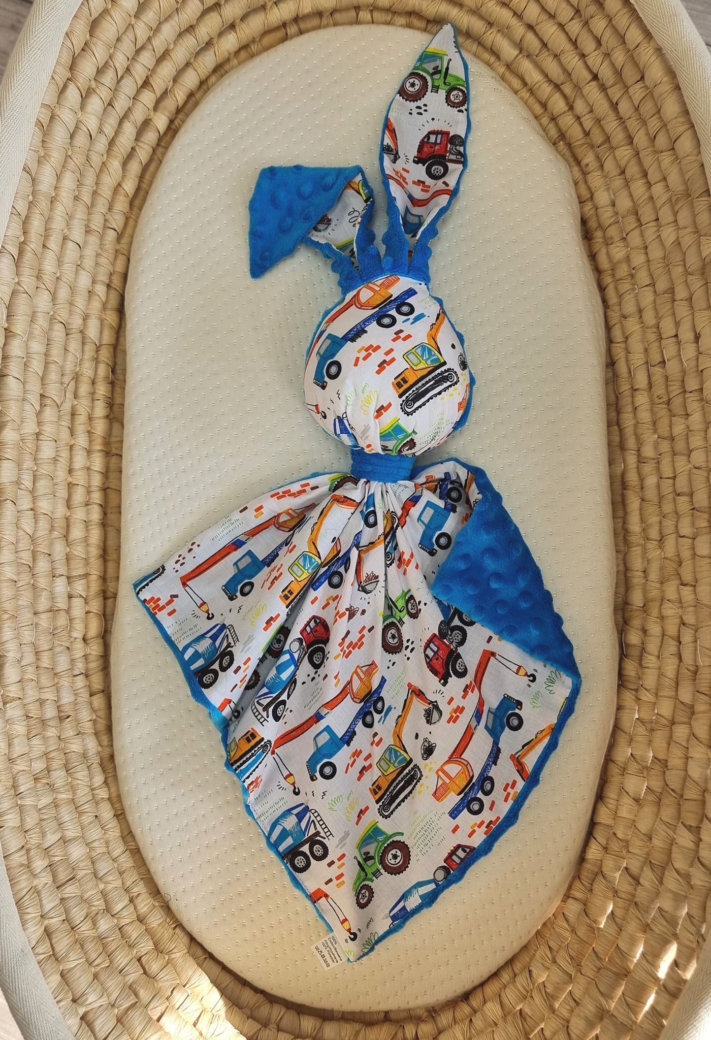 DOUDOU meilus dvipusis triušiukas iš medvilnės ir minky - Statybų aikštelė - mėlyna - Image 4