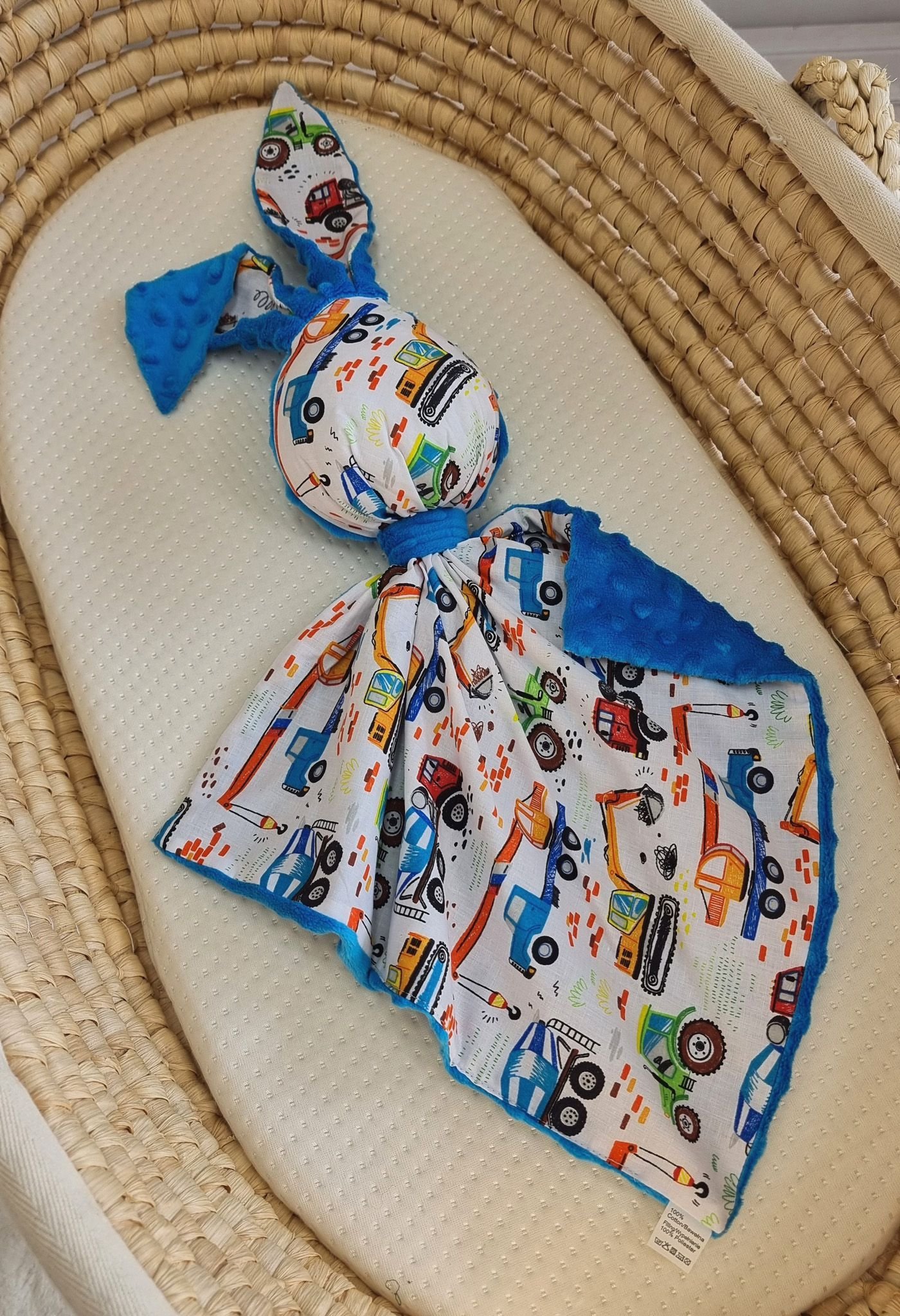DOUDOU meilus dvipusis triušiukas iš medvilnės ir minky - Statybų aikštelė - mėlyna - Image 5