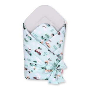 Double-sided baby nest with bow -  mint rabbits