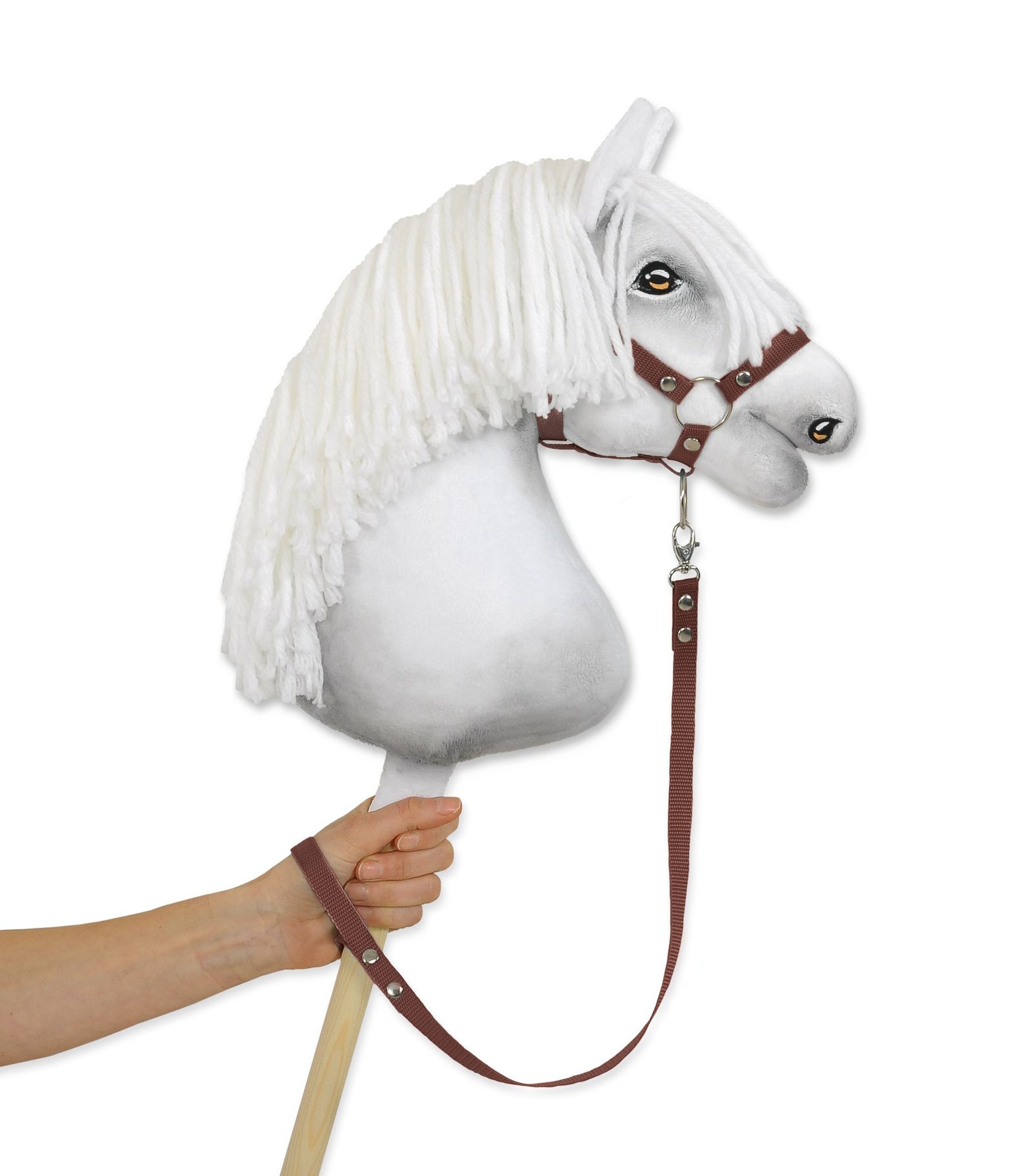 Pavadėlis hobby horse žirgeliui iš juostelės - ruda
