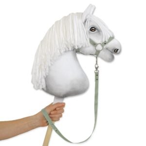 Pavadėlis hobby horse žirgeliui iš juostelės - šalavijų žalia