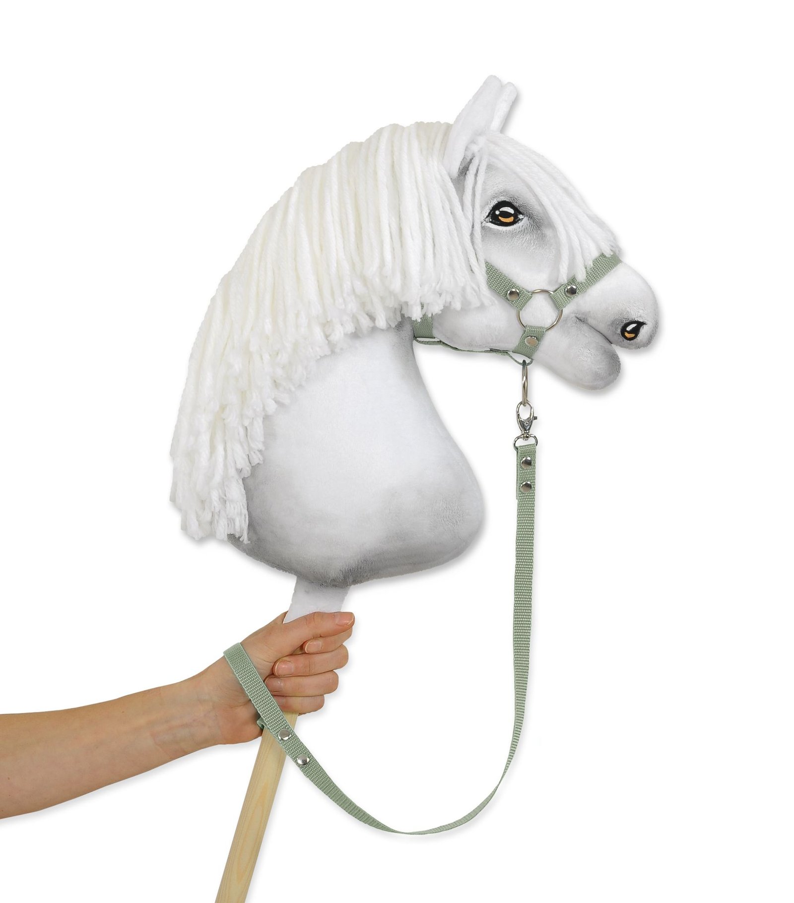 Pavadėlis hobby horse žirgeliui iš juostelės - šalavijų žalia