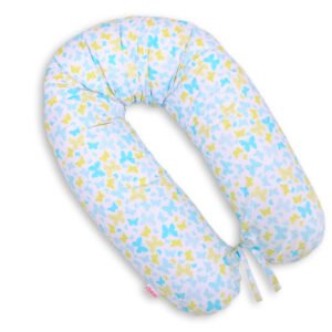 Cotton  pillowcase for pregnancy pillow Longer - Blue butterflies